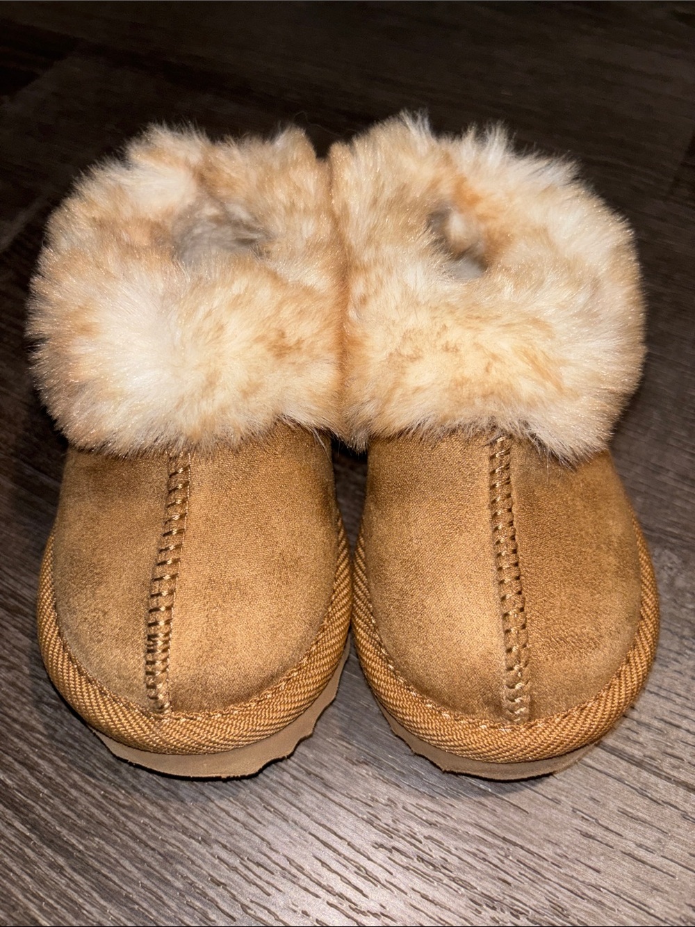 Target Kids Tan Faux Fur Lined Slippers